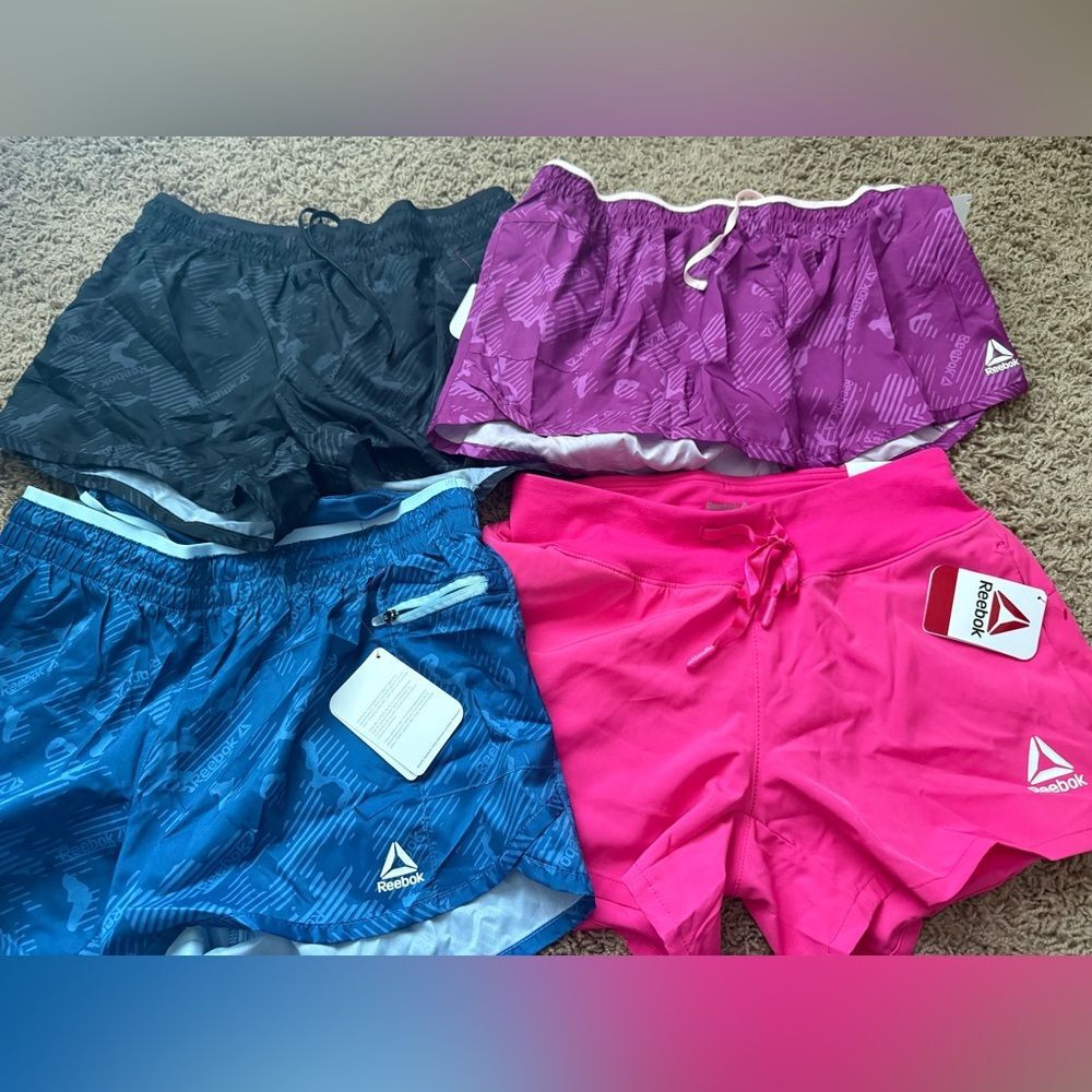 Reebok Women’s NEW Running Athletic Shorts with Pockets lot of 4 set
